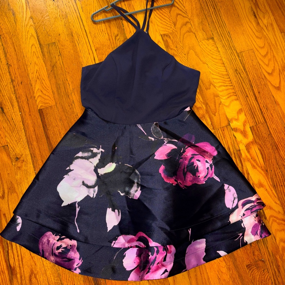 Size 11 Floral & Navy Blue Dress